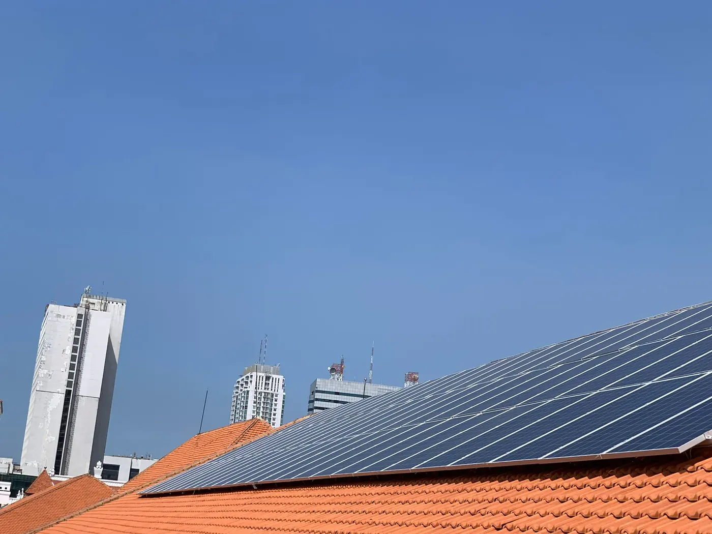 Solar panels installed on a building rooftop